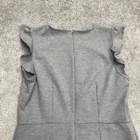 Old Navy Flutter Ruffle Sheath Dress Womens Large Gray Ponte Knit Stretch Work - Picture 6 of 13